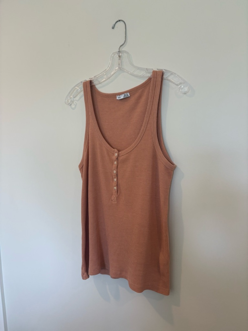 Dex Ribbed Henley Tank Top - Rust Brown - Picture 3 of 5